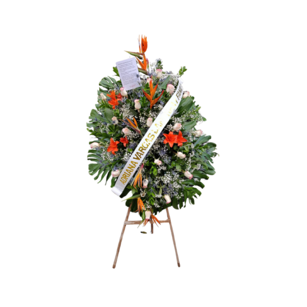 Pedestal Fúnebre con cinta marcada.