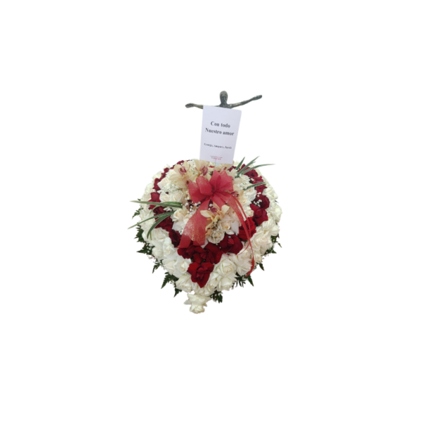 Bellísimo Corazón fúnebre en rosas y orquídeas.